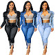 Hot Selling Beaded Long Sleeve Irregular Loose Denim Jackets LSD-9070