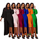 Fashion Long Sleeve Long Coat+Slim Waist Midi Dress 2 Pieces AIL-148