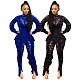 Lace Stitching See Through Long Sleeve Skinny Jumpsuit YD-8042