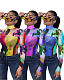 Printed Element Long Sleeve Slim Plus Size Basic T-shirt DAI-8310
