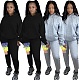 Women Solid Color Drawstring Hoodie Graffiti Sweatpants Tracksuit MDF-5196