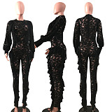 Lace Stitching See Through Long Sleeve Skinny Jumpsuit YD-8042