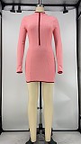 Solid Color Long Sleeve Patchwork Hip-hugging Dress XMY-9285