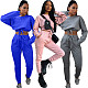 Long Sleeve Drawstring Sweatshirt Crop Top Pencil Pant Suit XMY-9291