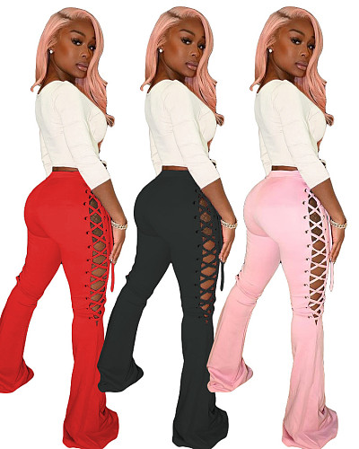 Women Fashion Solid Color High Waist Flare Leggings ML-7415