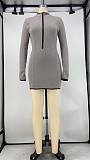 Solid Color Long Sleeve Patchwork Hip-hugging Dress XMY-9285