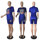 Gradient Cartoon Print Short Sleeve Top Shorts 2 Piece Set CN-0026