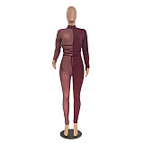 Sexy Perspective Mesh Spliced High Waist Skinny Jumpsuit CN-0074