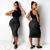 Winter Solid Color Pocket Stitching Bodycon Wrap Hip Skirt NY-2078