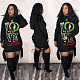 Pattern Print Long Sleeve Round Neck Lace-up Mini Dress ASL-6332