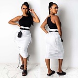 Winter Solid Color Pocket Stitching Bodycon Wrap Hip Skirt NY-2078