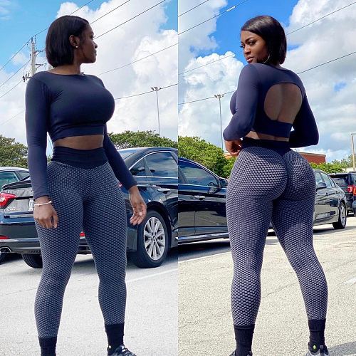 Sexy Back Hollow Out Long Sleeve Crop Top Leggings Two Piece Outfits LSD-9072