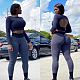 Sexy Back Hollow Out Long Sleeve Crop Top Leggings Two Piece Outfits LSD-9072