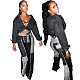 Women Color Block Vintage Mid Waist Push Up Skinny Jeans LSD-9074