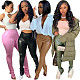 Women Faux PU Leather Side Split Bodycon Pencil Pants HMS-5385