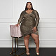 Plus Size V-neck Long Sleeve Drawstring Irregular Club Dress JLY-19158