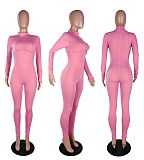 Women's Solid Color Skinny Lift Hip Collect Waist Jumpsuit WSM-5192
