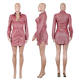 Women Fashion Deep V Neck Long Sleeve Bodycon Party Dresses NIK-197