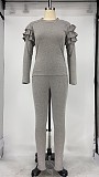 Flounces Long Sleeve T-shirt Skinny Pants Two Piece Outfits XMY-9290