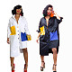 Hot Style Patchwork Long Sleeve Irregular Hemline Shirt Dress BN-9135