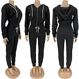 Women Sport Zipper Hoodies Pants Two Piece Fitness Outfit FNN-8576
