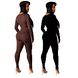 Winter Stitching Long Sleeves Back Zipper Skinny Jumpsuit DY-6633