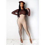 Winter Stitching Long Sleeves Back Zipper Skinny Jumpsuit DY-6633