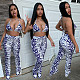 Sexy Tie-dye Print Bra+Skinny Pants Women Two Piece Outfits BGN-146