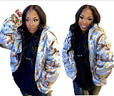 Women Thickened Loose Stand Collar Cotton Padded Jacket OSM-4561