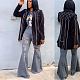 Vintage Mid Waist Washed Skinny Hole Ripped Flare Jeans LSD-9078