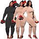 Matching Color Flared Sleeve High Waist Bodycon Jumpsuit NM-8337