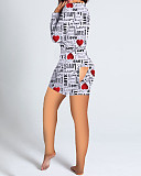 Valentine's Day Womens Print Long Sleeve Pajama Bodysuit SHD-9478
