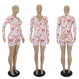 Valentine's Day Womens Print Long Sleeve Pajama Bodysuit SHD-9478