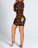 Valentine's Day Womens Print Long Sleeve Pajama Bodysuit SHD-9478