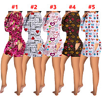 Valentine's Day Womens Print Long Sleeve Pajama Bodysuit SHD-9478