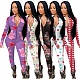 Valentine's Day Element Print Long Sleeve Front Zipper Jumpsuit YMT-6191