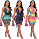 Hollow Out Sexy Backless Deep V Neck Sequin Mini Dress SH-390072