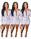 Solid Color Lace Up Long Sleeve Shirt Top Skirt 2 Piece Outfits WSM-5219