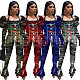 Camouflage Printed Square Neck Lace Up Top Leggings Two Pieces NIK-196