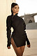 Women Long Sleeve Side Slit Zipper Sexy Bodycon Mini Dress RS-9263