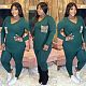 Plus Size 5X Leopard Print Pocket Splicing Long Sleeve 2 Piece Set WA-7107