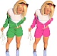 Women Full Sleeve Zipper Tops Shorts Fitness Two Pieces Sets QZX-6189