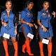 Women's Short Sleeve Lapel Front Zipper Irregularly Slit Dress GLS-8122