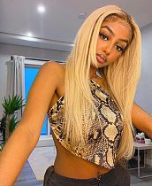 Sexy Womens Backless Snake Print Cropped Clubwear Tank Tops HMS-5431