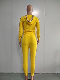 Long Sleeve Zipper Hooded Top Leggings Two Piece Pants Outfit NK-8583
