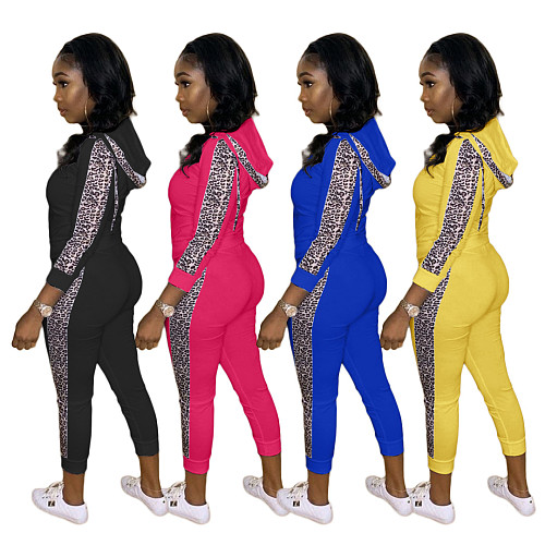 Long Sleeve Zipper Hooded Top Leggings Two Piece Pants Outfit NK-8583