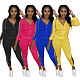 Long Sleeve Zipper Hooded Top Leggings Two Piece Pants Outfit NK-8583