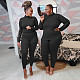 Women's Solid Stretch Long-sleeved T-shirt Leggings 2 Pieces OSS-21038