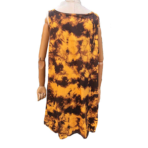 Plus Size Tie-dyed Printed Round Neck Sleeveless Mini Dress CN-0091