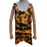 Plus Size Tie-dyed Printed Round Neck Sleeveless Mini Dress CN-0091